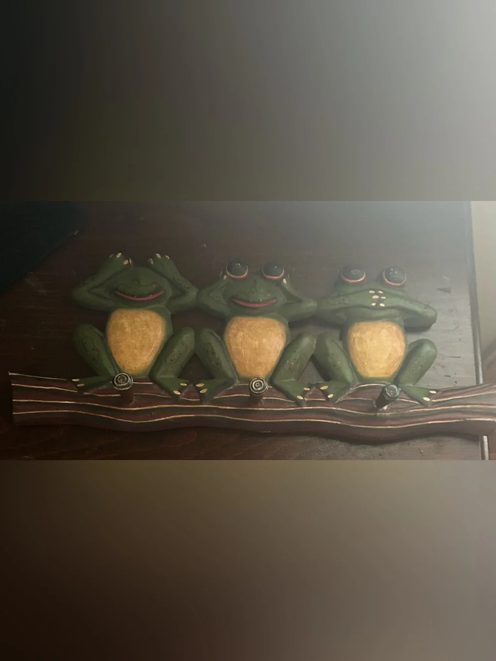 Source Unknown Green Frog Trio Wall Shelf Decor